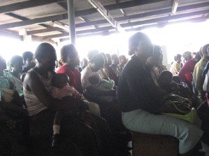 Hundreds of women wait outside the Bwaila prenatal clinic every morning to be seen 